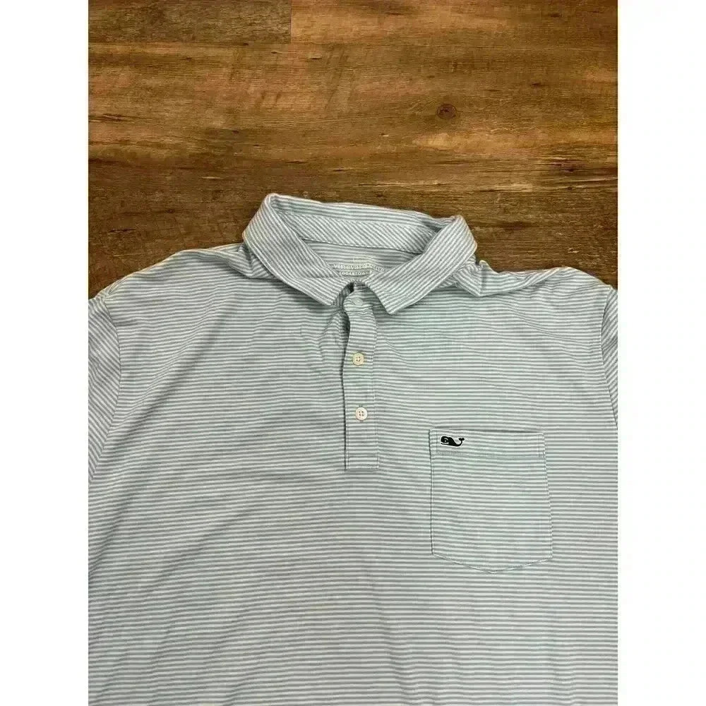 Vineyard Vines Edgartown Performance Polo Men's XXL Striped Blue Stretch